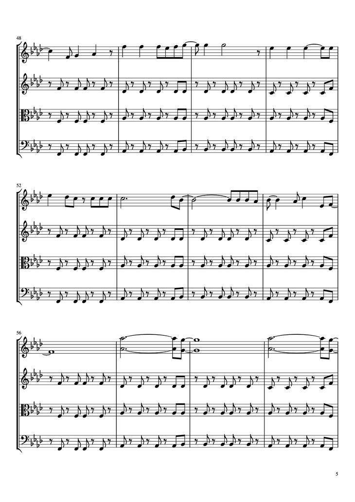 Page 5 of the piano sheet music PDF - Viva La Vida - String Quartet Violin by Coldplay Arr. TemmieTheMusicMaster