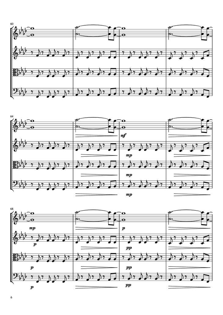 Page 6 of the piano sheet music PDF - Viva La Vida - String Quartet Violin by Coldplay Arr. TemmieTheMusicMaster
