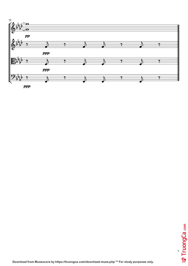 Page 7 of the piano sheet music PDF - Viva La Vida - String Quartet Violin by Coldplay Arr. TemmieTheMusicMaster