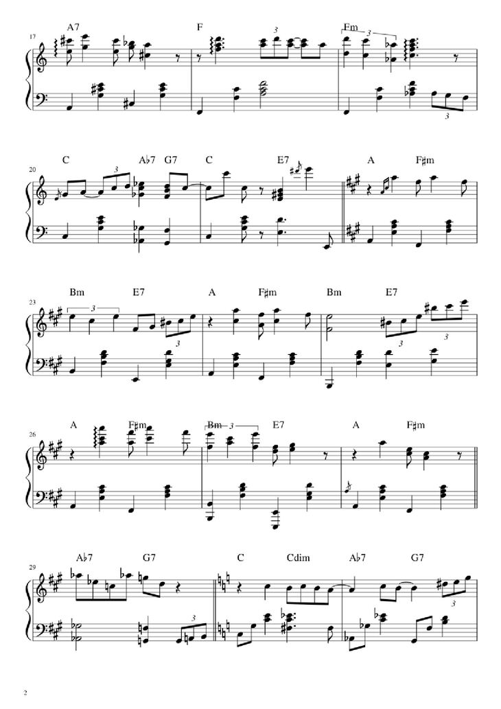 Page 2 of the piano sheet music PDF Piano - Dream a little dream of me Piano by Fabian Andre