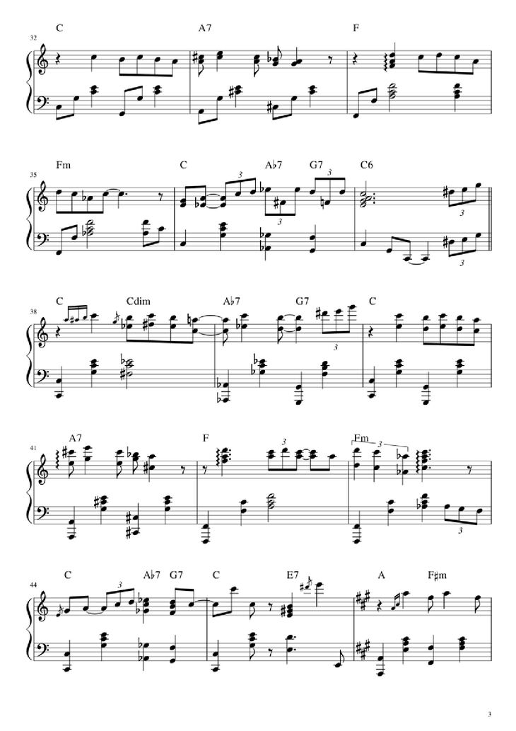 Page 3 of the piano sheet music PDF Piano - Dream a little dream of me Piano by Fabian Andre