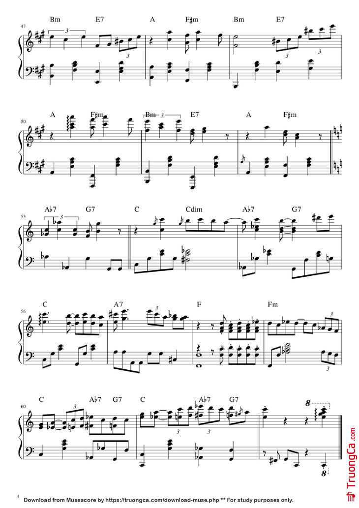 Page 4 of the piano sheet music PDF Piano - Dream a little dream of me Piano by Fabian Andre