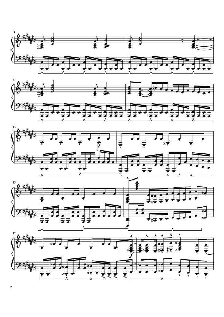 Page 2 of the piano sheet music PDF - Prince Ali Piano by F.I.R.E