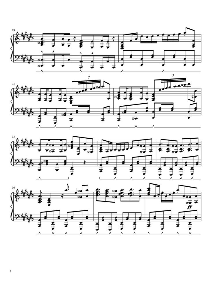 Page 4 of the piano sheet music PDF - Prince Ali Piano by F.I.R.E