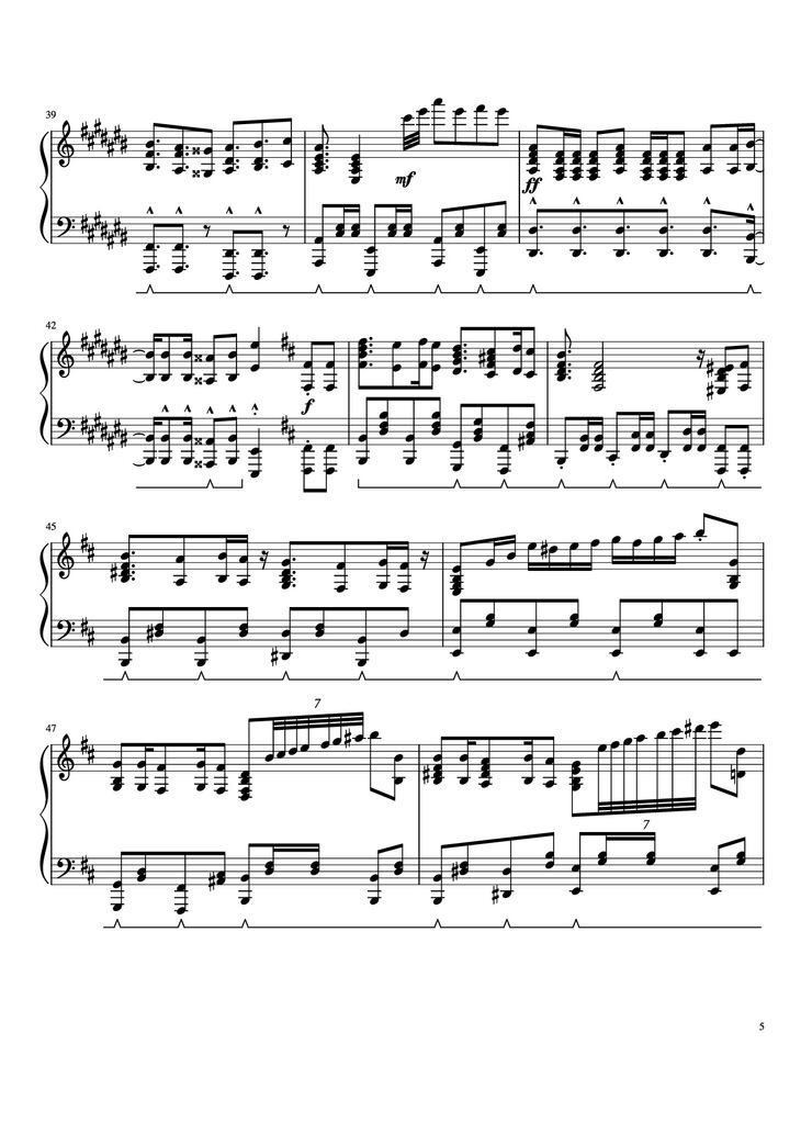 Page 5 of the piano sheet music PDF - Prince Ali Piano by F.I.R.E