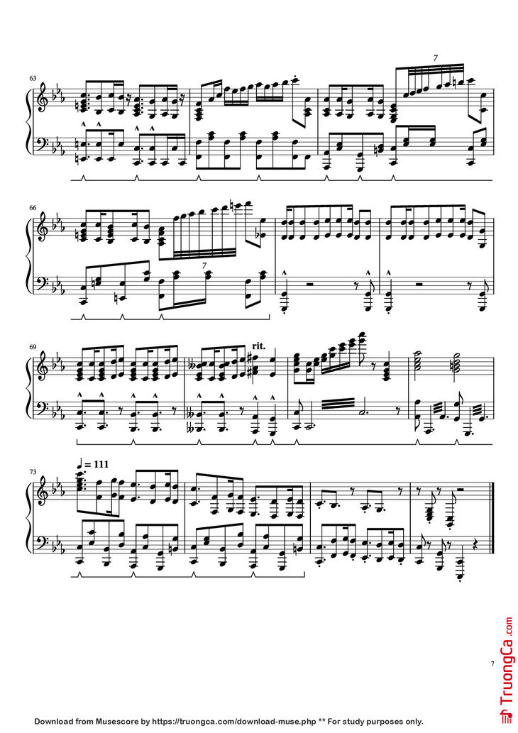 Page 7 of the piano sheet music PDF - Prince Ali Piano by F.I.R.E