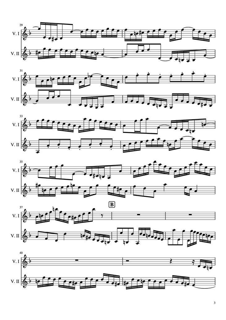 Page 3 of the piano sheet music PDF - Concerto pour 2 violons in ré minor Violin by Jean-Sébastien Bach, BWV 1043