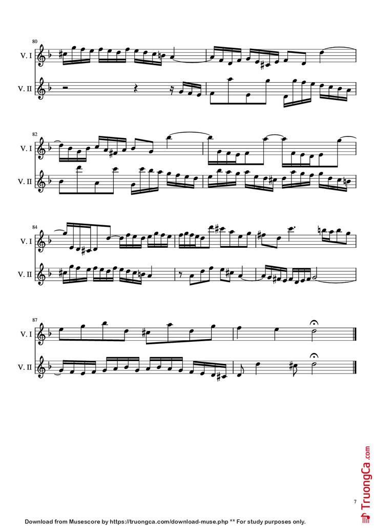 Page 7 of the piano sheet music PDF - Concerto pour 2 violons in ré minor Violin by Jean-Sébastien Bach, BWV 1043