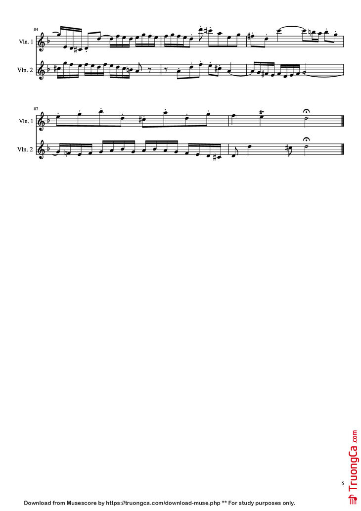 Page 5 of the piano sheet music PDF - Concerto for 2 Violins by J. S. Bach