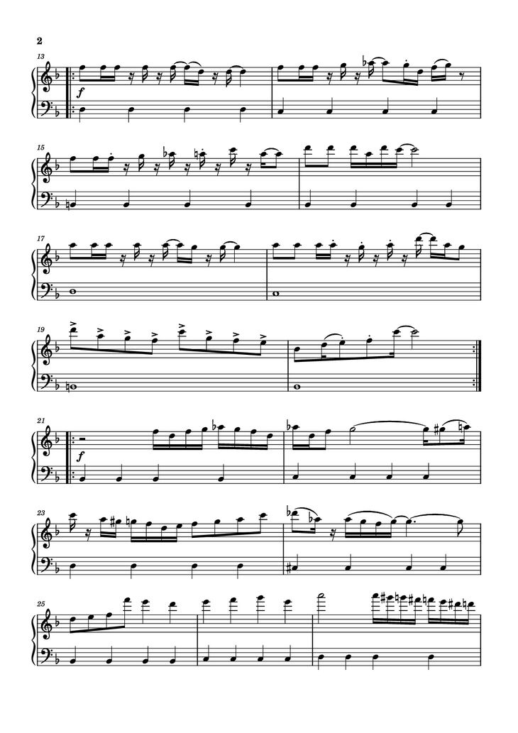 Page 2 of the piano sheet music PDF Piano - Megalovania Piano by Toby Fox