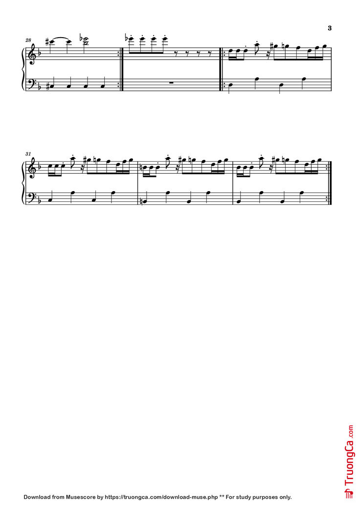 Page 3 of the piano sheet music PDF Piano - Megalovania Piano by Toby Fox