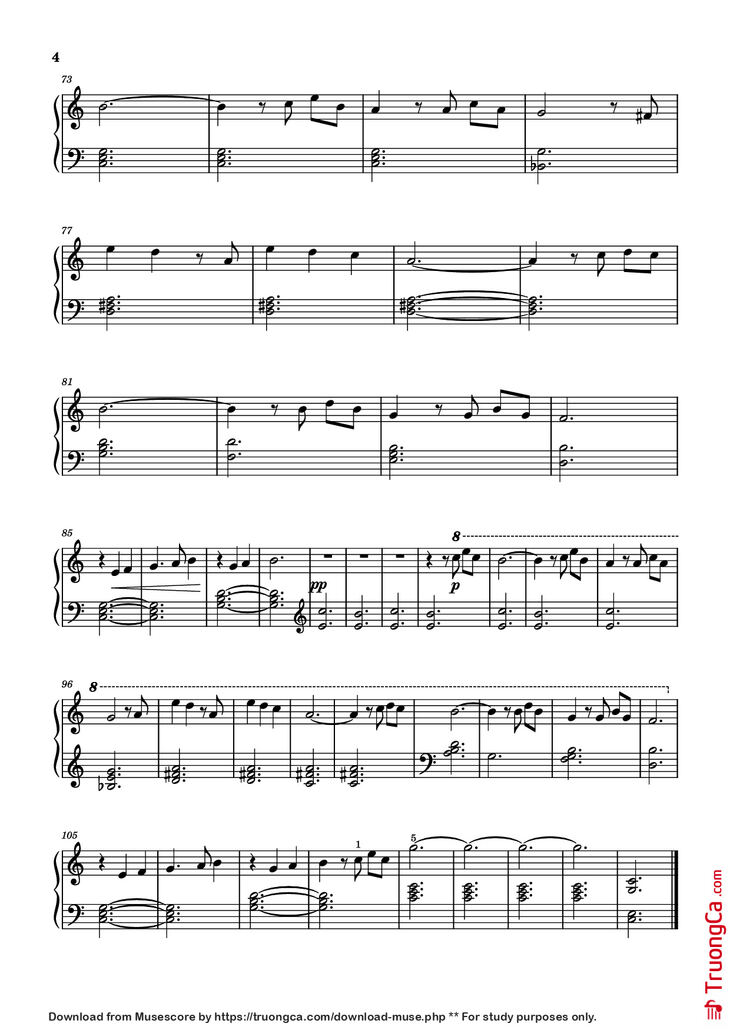 Page 4 of the piano sheet music PDF Piano - Married Life (Theme from Up) Piano by Michael Giacchino