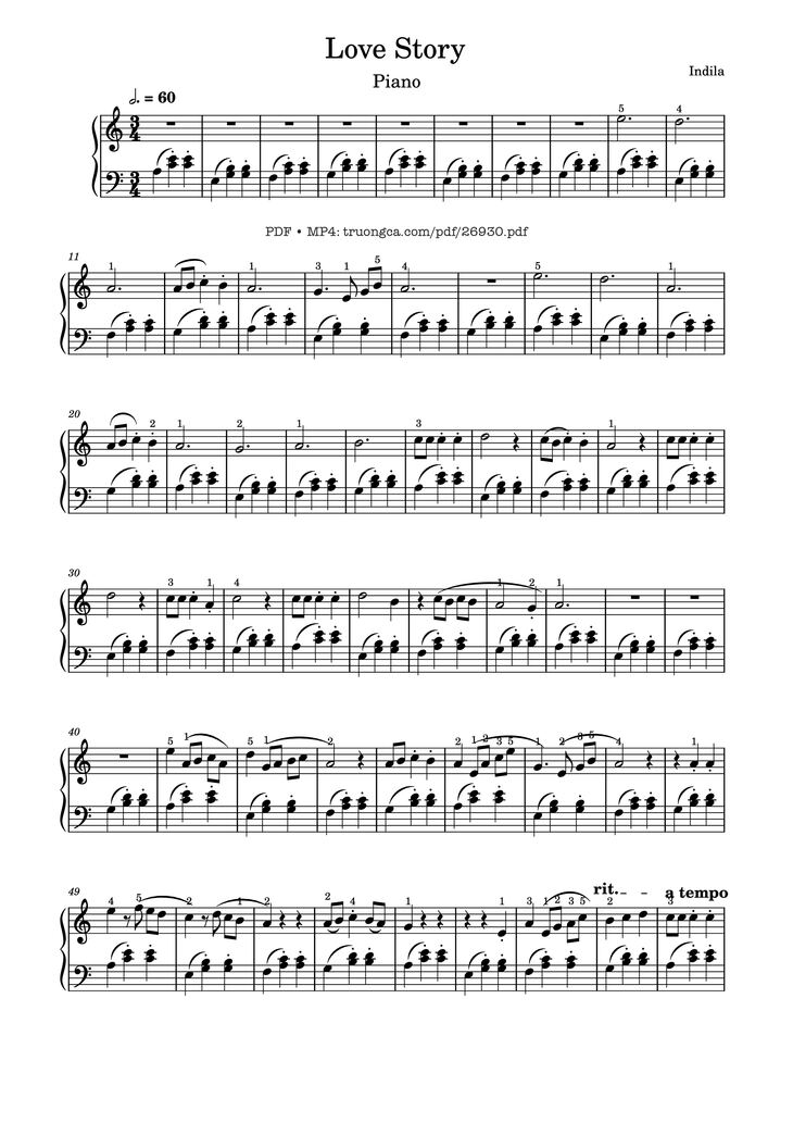 Page 1 of the piano sheet music PDF Piano - Love Story Piano by Indila