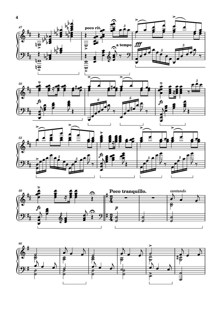 Page 4 of the piano sheet music PDF Piano - Wedding Day at Troldhaugen Piano by Vincent