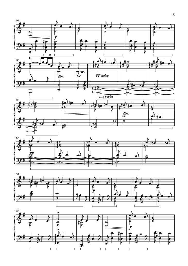 Page 5 of the piano sheet music PDF Piano - Wedding Day at Troldhaugen Piano by Vincent