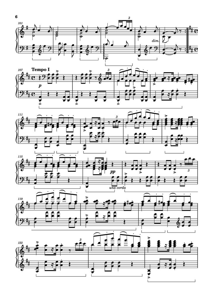 Page 6 of the piano sheet music PDF Piano - Wedding Day at Troldhaugen Piano by Vincent
