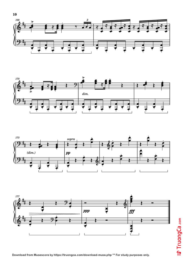 Page 10 of the piano sheet music PDF Piano - Wedding Day at Troldhaugen Piano by Vincent