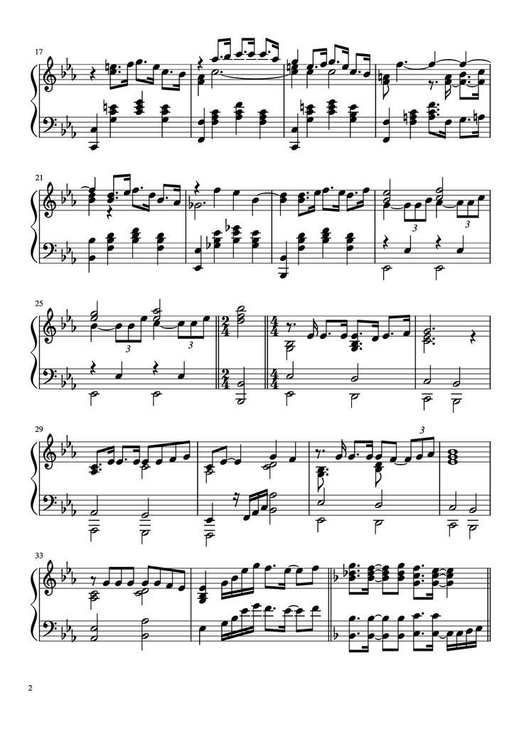 Page 2 of the piano sheet music PDF Piano - I Dreamed A Dream Piano by Music By Claude-Michel Schonber
