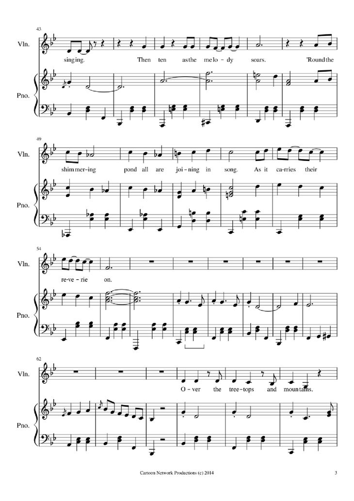 Page 3 of the piano sheet music PDF Piano - Over The Garden Wall Frog Theme Piano by The Blasting Company Arranged by treblesnail
