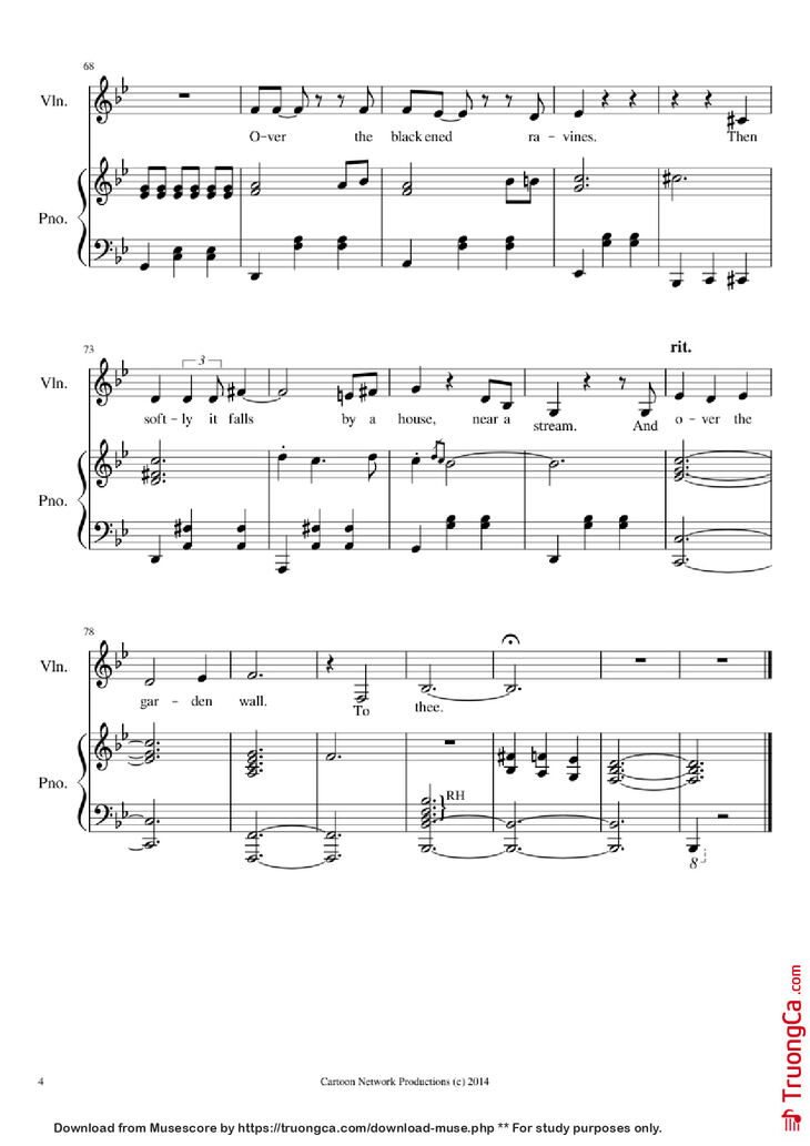 Page 4 of the piano sheet music PDF Piano - Over The Garden Wall Frog Theme Piano by The Blasting Company Arranged by treblesnail