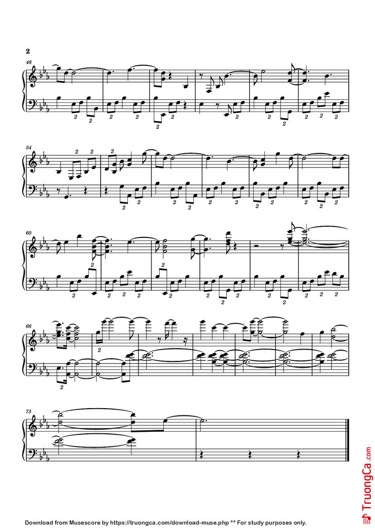 Page 2 of the piano sheet music PDF Piano - I Want To See Hori Piano by Masaru Yokoyama