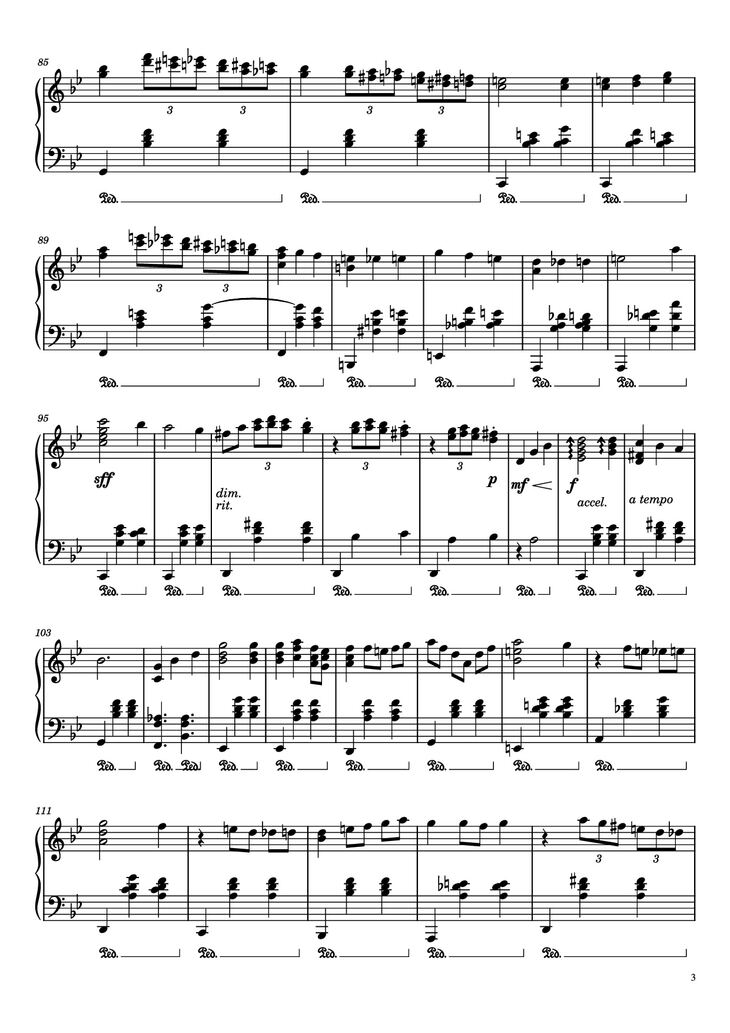 Page 3 of the piano sheet music PDF Piano - Merry-Go-Round Of Life Piano by Composer: Joe Hisaishi