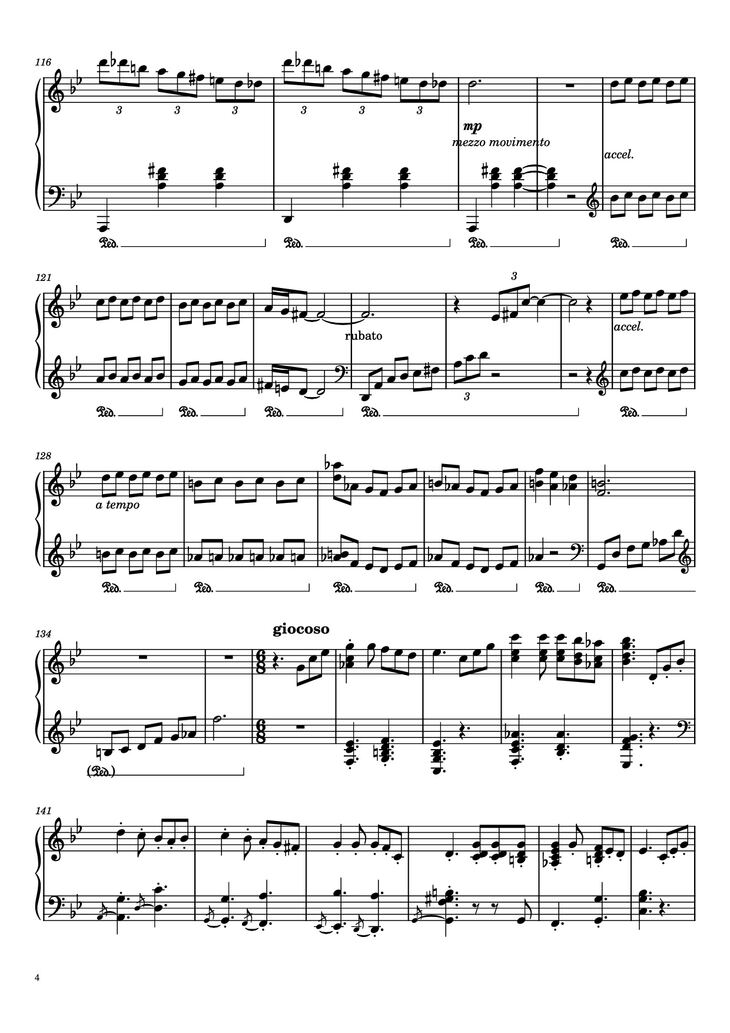 Page 4 of the piano sheet music PDF Piano - Merry-Go-Round Of Life Piano by Composer: Joe Hisaishi