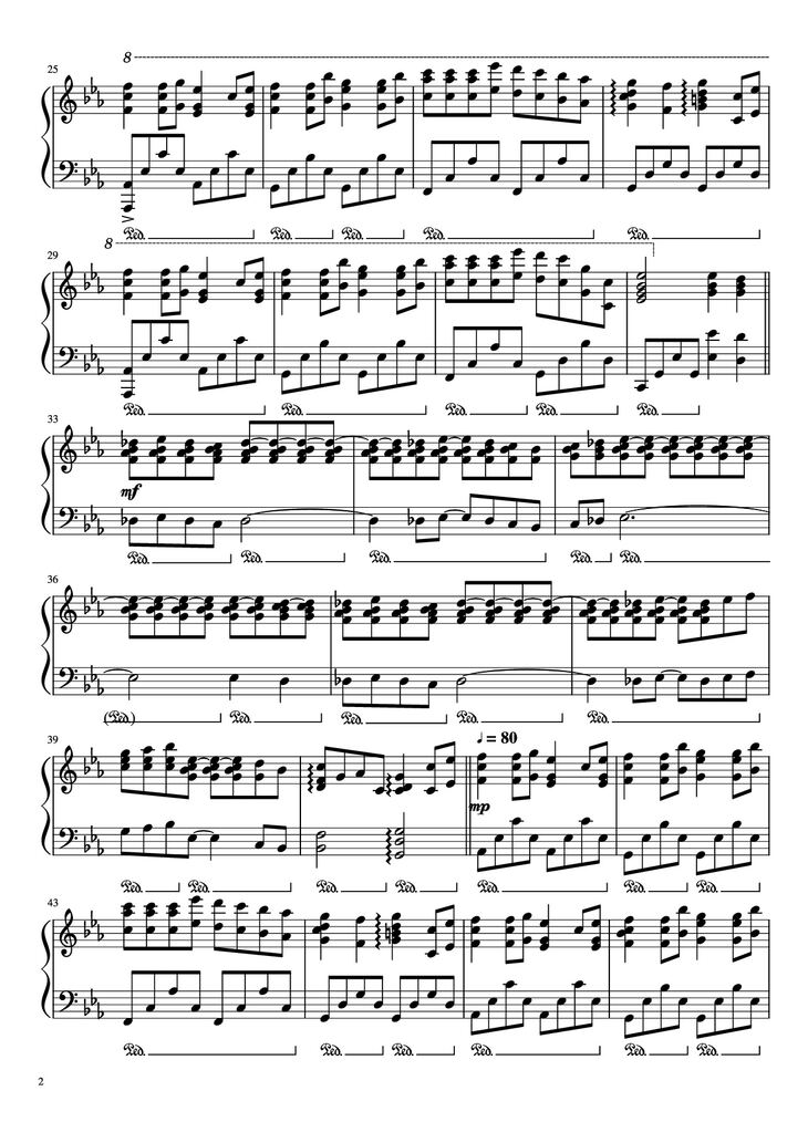 Page 2 of the piano sheet music PDF Piano - The Wind Forest (from My Neighbour Totoro) Piano by Joe Hisaishi