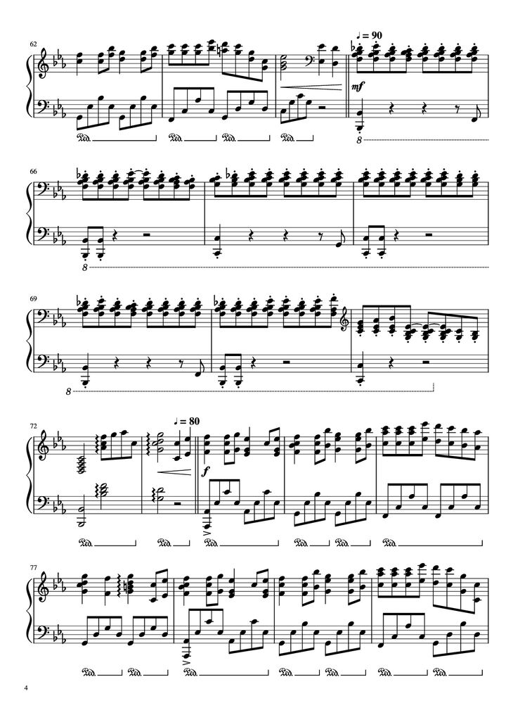 Page 4 of the piano sheet music PDF Piano - The Wind Forest (from My Neighbour Totoro) Piano by Joe Hisaishi