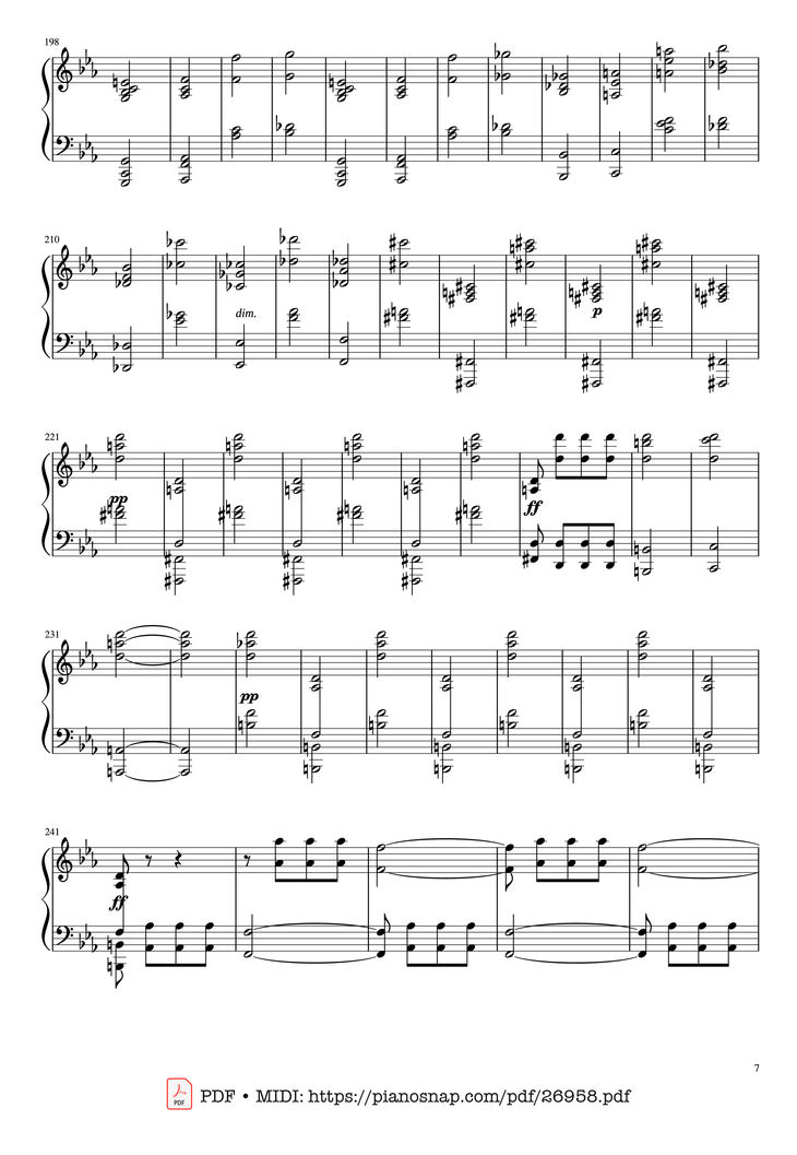 Page 7 of the piano sheet music PDF Piano - Beethoven Symphony No. 5 Piano solo by Ludwig van Beethoven
