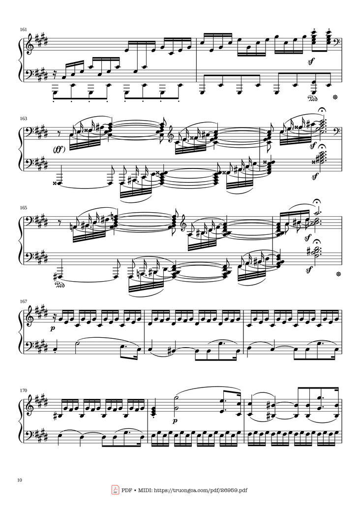 Page 10 of the piano sheet music PDF - Sonate No. 14, Moonlight, 3rd Movement by Ludwig van Beethoven