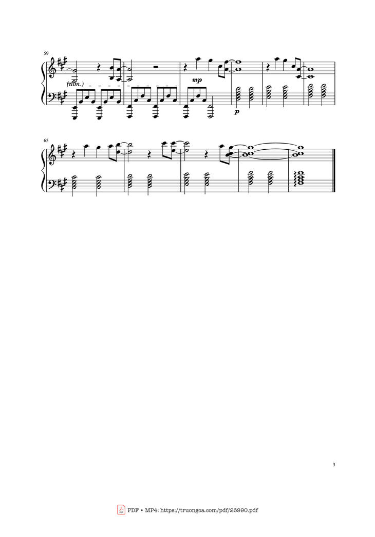 Page 3 of the piano sheet music PDF Piano - Call of Silence Piano by Inflixer