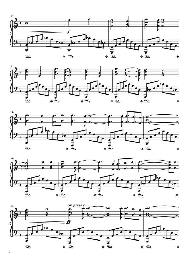 Page 2 of the piano sheet music PDF Piano - Red Swan Piano by Yoshiki - feat. HYDE
