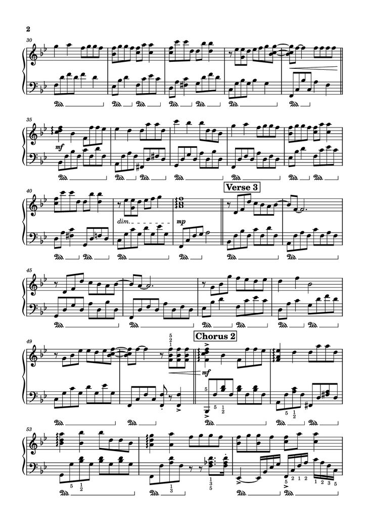 Page 2 of the piano sheet music PDF Piano - PHI ĐIỂU VÀ VE SẦU Piano by Nhậm Nhiên (任然