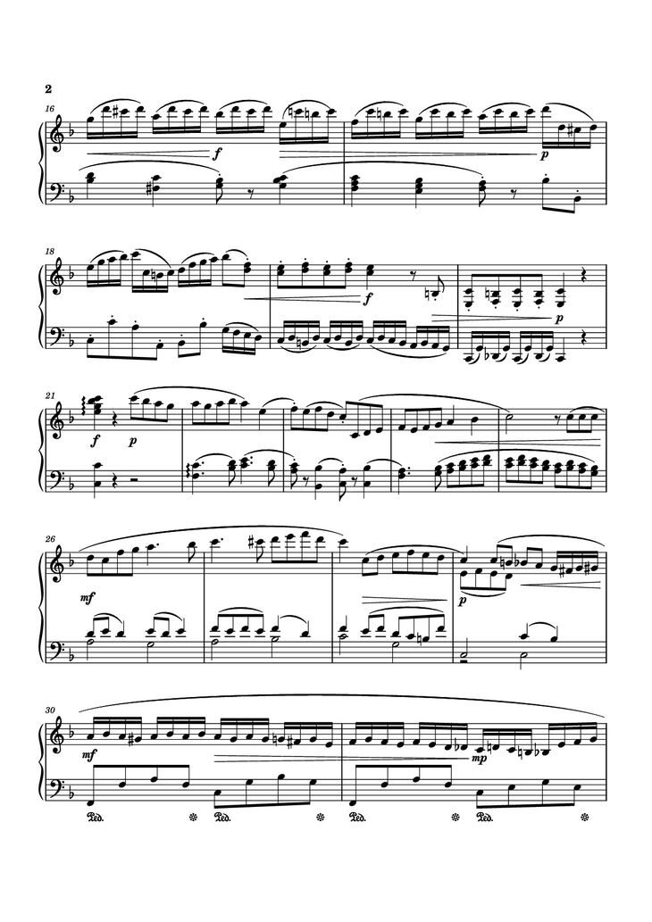 Page 2 of the piano sheet music PDF Piano - Piano Sonata No. 12 in D minor by Michael Nicht