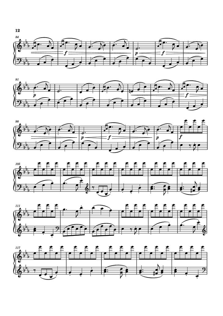 Page 12 of the piano sheet music PDF Piano - Piano Sonata No. 12 in D minor by Michael Nicht