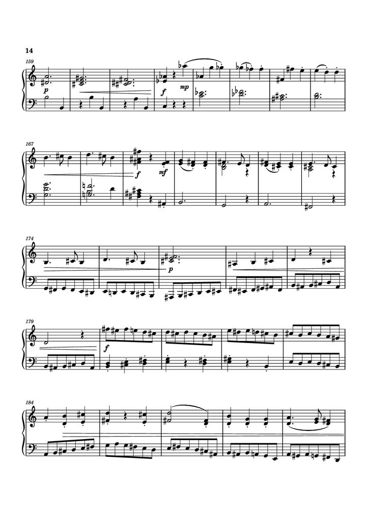Page 14 of the piano sheet music PDF Piano - Piano Sonata No. 12 in D minor by Michael Nicht