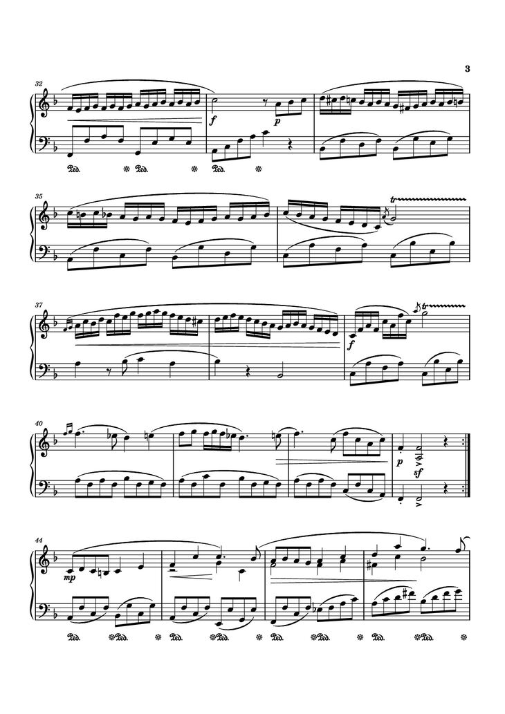 Page 3 of the piano sheet music PDF Piano - Piano Sonata No. 12 in D minor by Michael Nicht