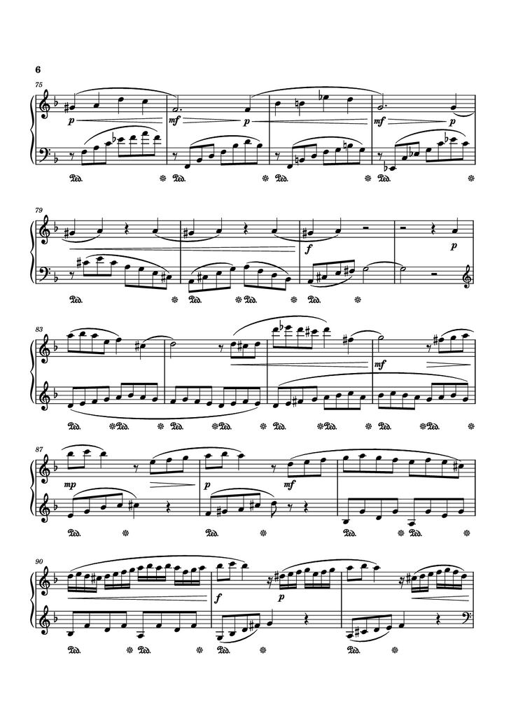 Page 6 of the piano sheet music PDF Piano - Piano Sonata No. 12 in D minor by Michael Nicht