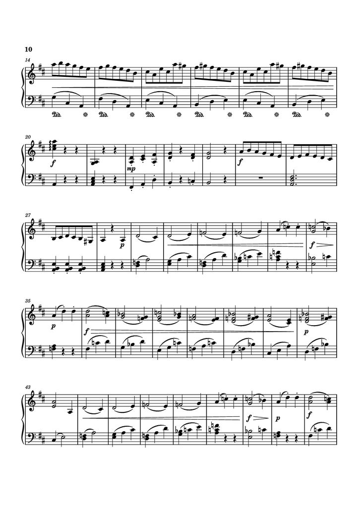 Page 10 of the piano sheet music PDF Piano - Piano Sonata No. 12 in D minor by Michael Nicht
