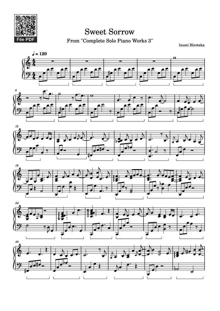 Page 1 of the piano sheet music PDF Piano - Sweet Sorrow Piano by Izumi Hirotaka
