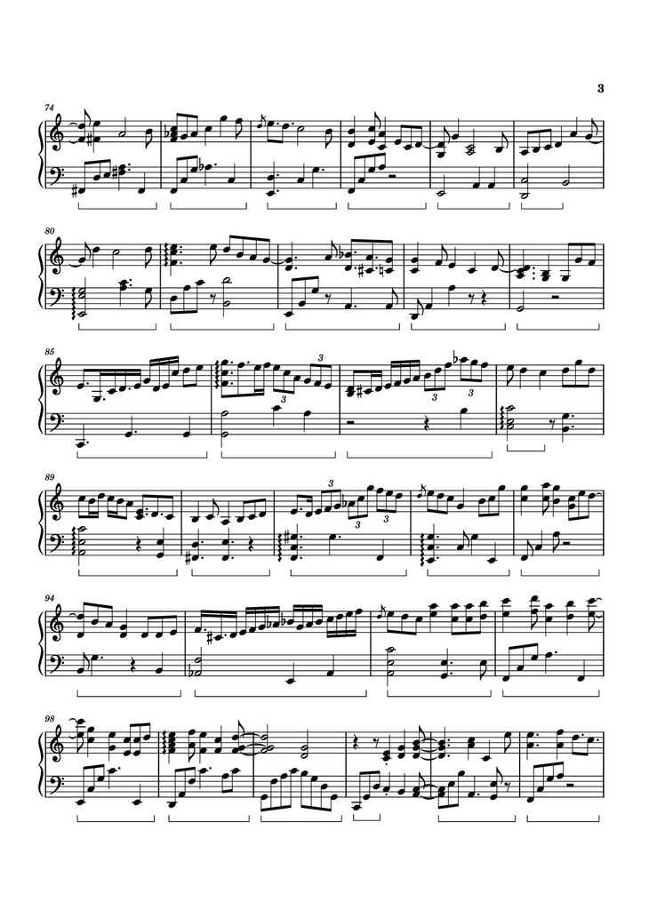 Page 3 of the piano sheet music PDF Piano - Sweet Sorrow Piano by Izumi Hirotaka