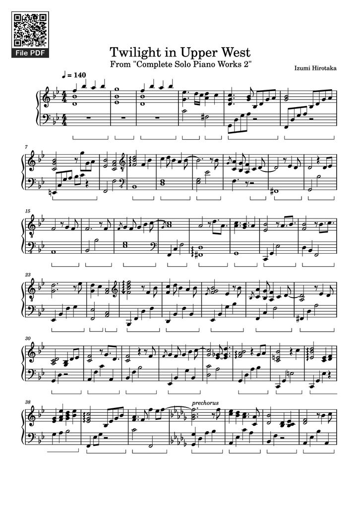 Page 1 of the piano sheet music PDF Piano - Twilight in Upper West Piano by Izumi Hirotaka