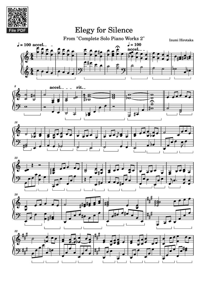 Page 1 of the piano sheet music PDF Piano - Elegy for Silence Piano by Izumi Hirotaka