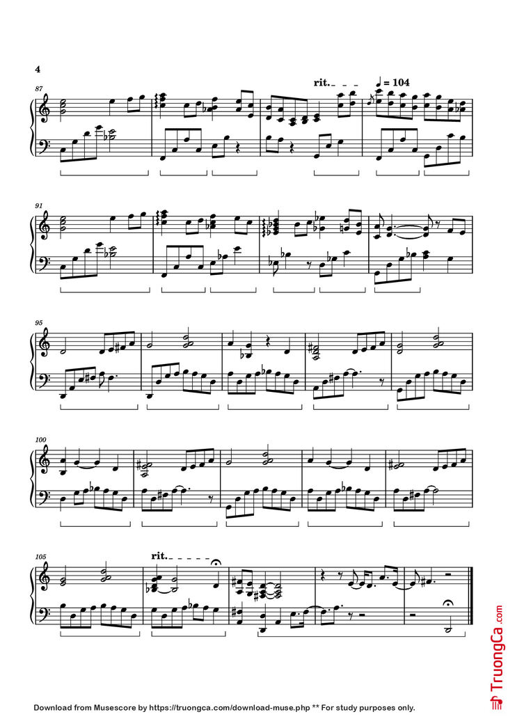 Page 4 of the piano sheet music PDF Piano - Elegy for Silence Piano by Izumi Hirotaka