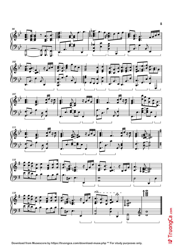 Page 5 of the piano sheet music PDF Piano - Dandelion Hill Piano by Izumi Hirotaka