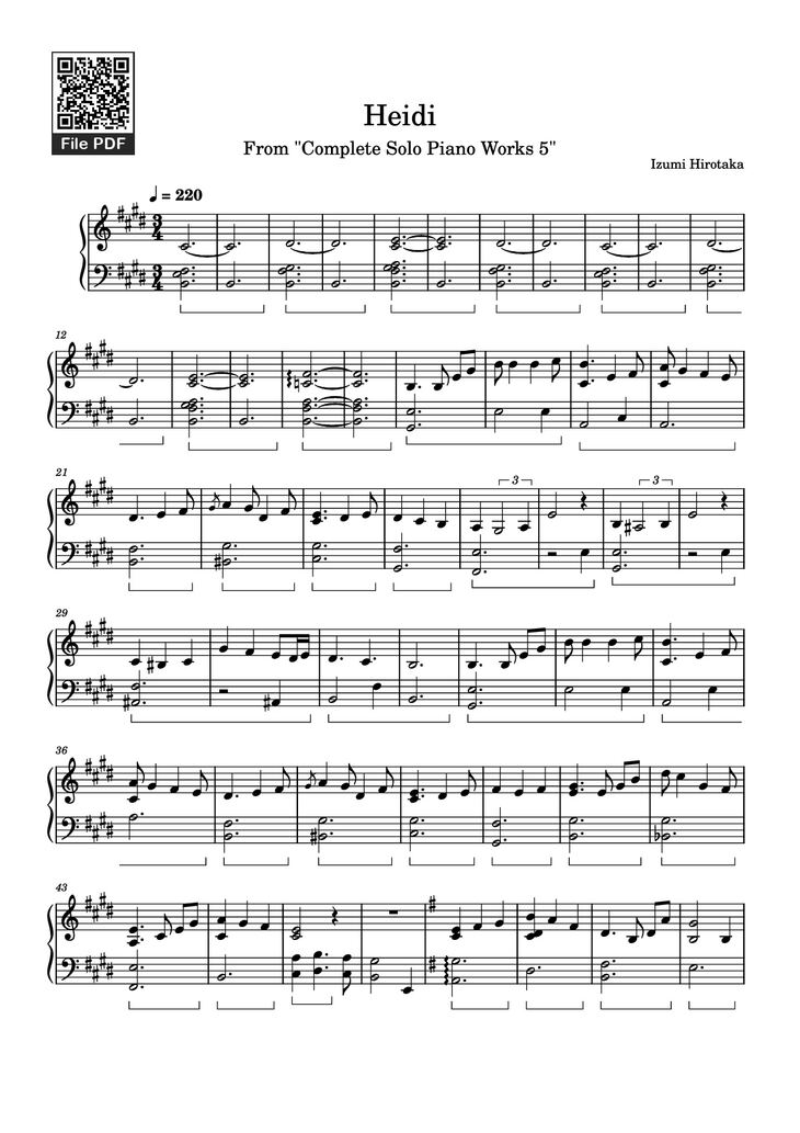 Page 1 of the piano sheet music PDF Piano - Heidi Piano by Izumi Hirotaka