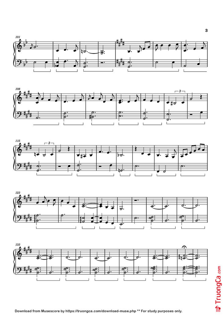 Page 3 of the piano sheet music PDF Piano - Heidi Piano by Izumi Hirotaka