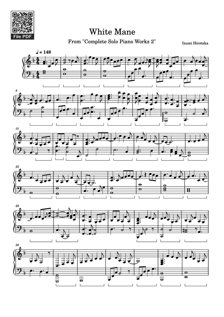 Page 1 of the piano sheet music PDF Piano - White Mane Piano by Izumi Hirotaka