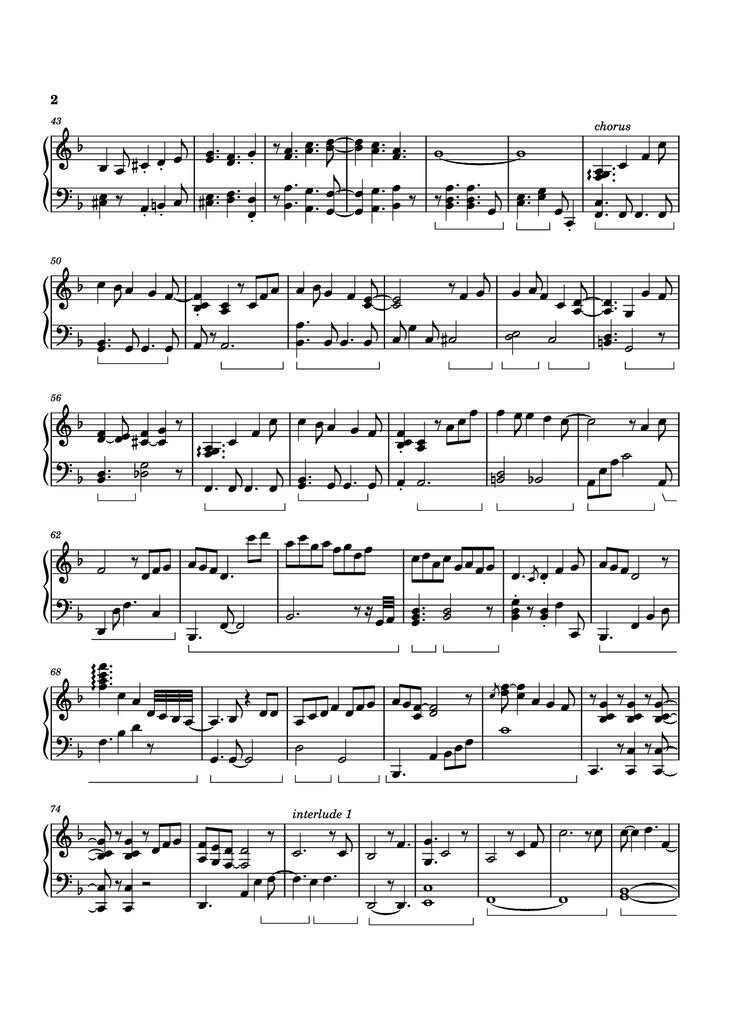Page 2 of the piano sheet music PDF Piano - White Mane Piano by Izumi Hirotaka